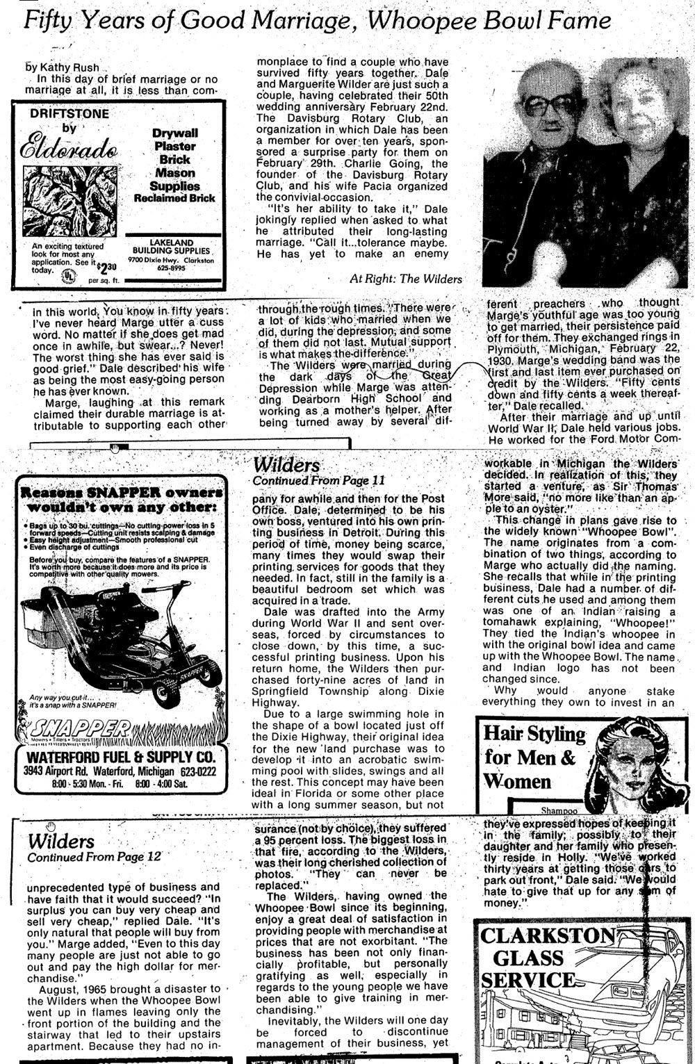 Whoopee Bowl - April 1980 Article On Wilders